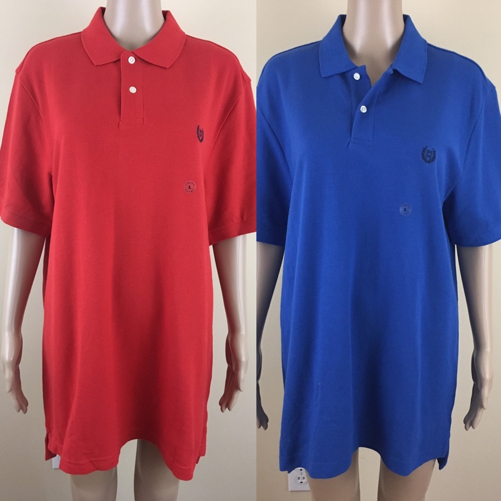Set Of 2 CHAPS Large Blue Red Polo Shirt NEW men’s